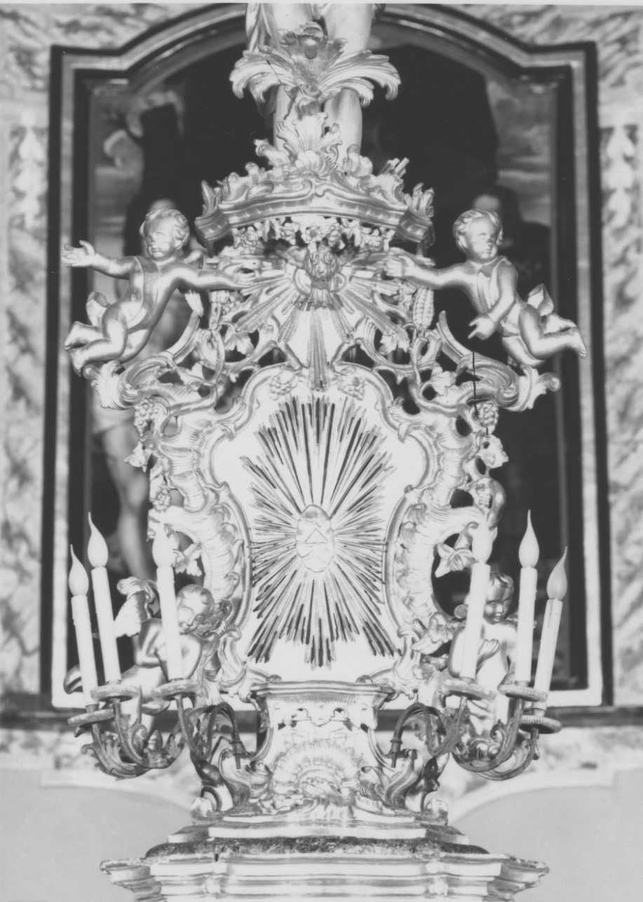 colomba dello Spirito Santo e cherubini (tronetto per esposizione eucaristica, opera isolata) - ambito piemontese (metà sec. XVIII)