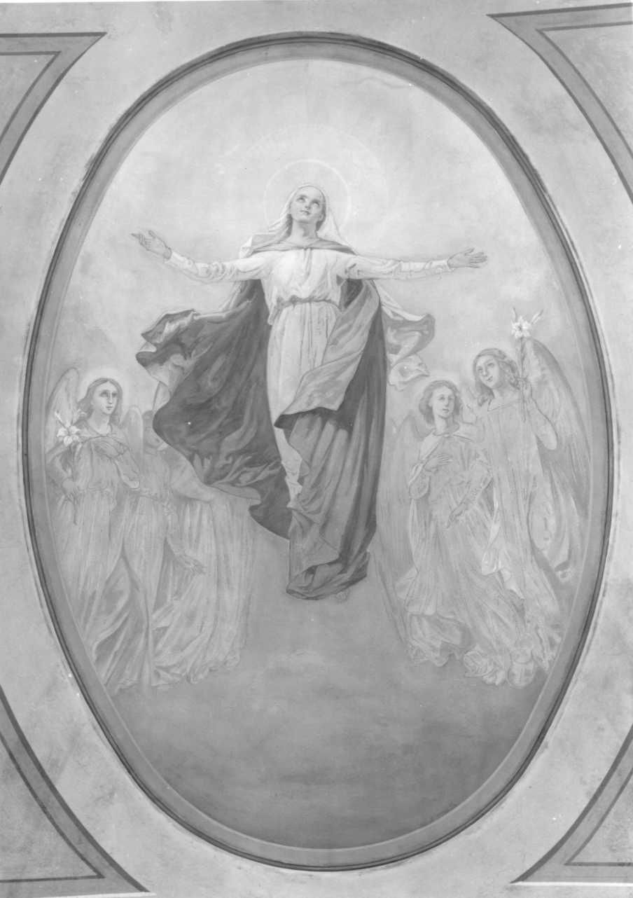 Madonna Assunta con angeli (dipinto, elemento d'insieme) di Mietta Pietro (secondo quarto sec. XX)