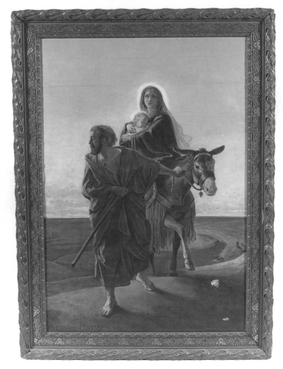 fuga in Egitto (dipinto, opera isolata) di Morgari Luigi (fine/inizio secc. XIX/ XX)