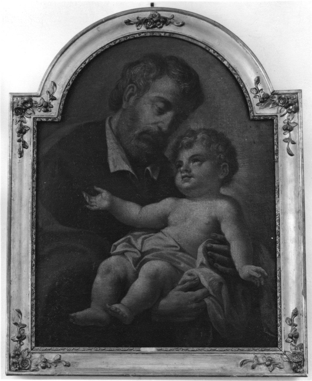 San Giuseppe e Gesù Bambino (dipinto, opera isolata) - manifattura piemontese (seconda metà sec. XIX)