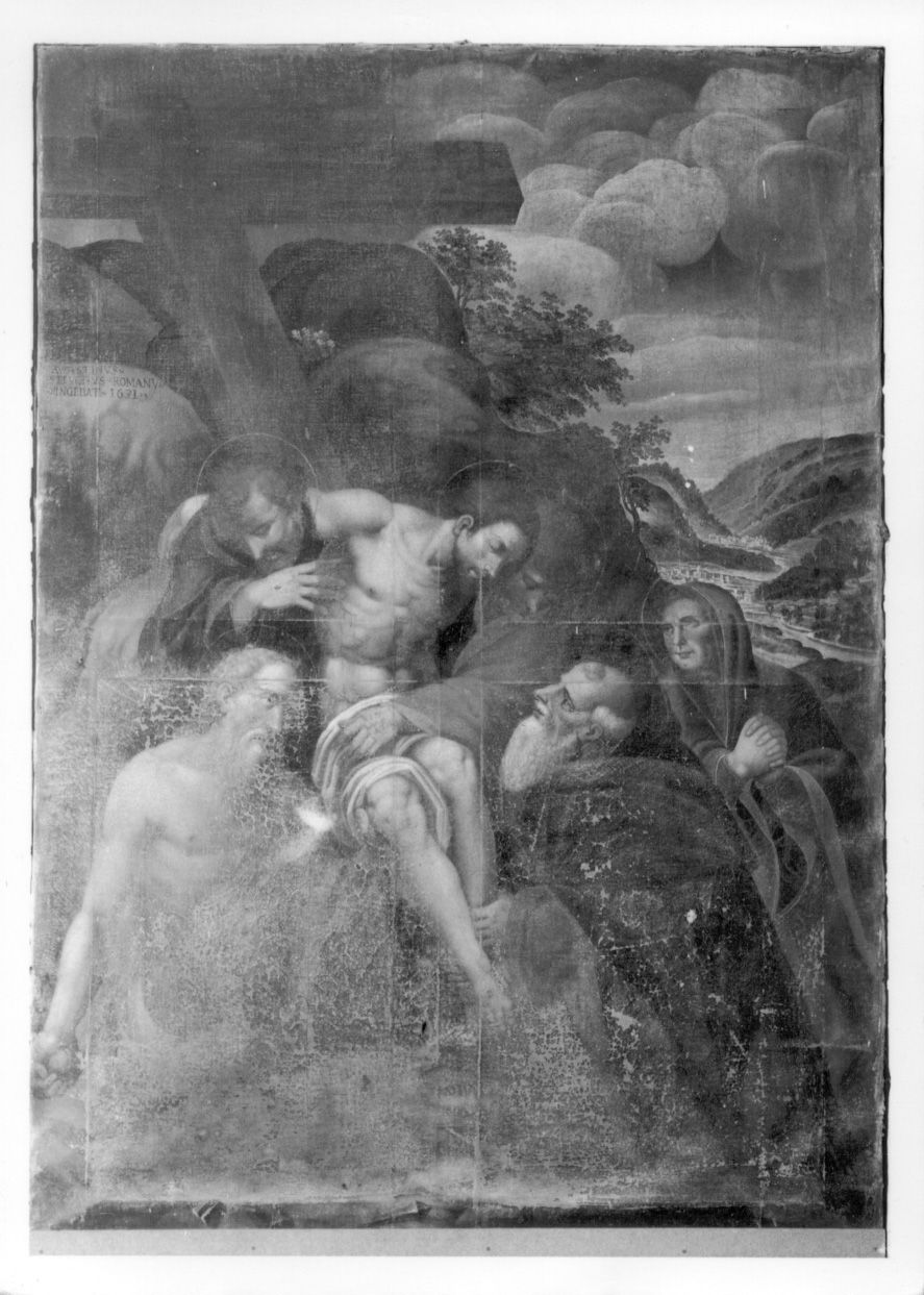 DEPOSIZIONE DI CRISTO DALLA CROCE (dipinto, insieme) di Steuchus Agostino (secondo quarto sec. XVII)