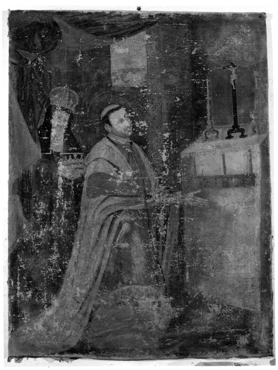 SAN CARLO BORROMEO IN ADORAZIONE DEL CROCIFISSO E SANT'ELENA (dipinto, opera isolata) - ambito piemontese (seconda metà sec. XVIII)