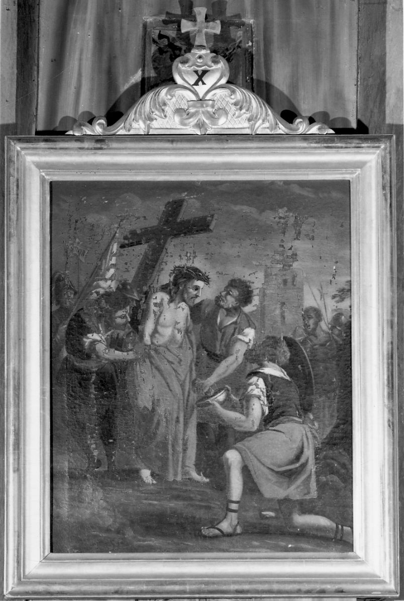 stazione X: Gesù spogliato e abbeverato di fiele (Via Crucis, elemento d'insieme) - ambito piemontese (metà sec. XVIII)