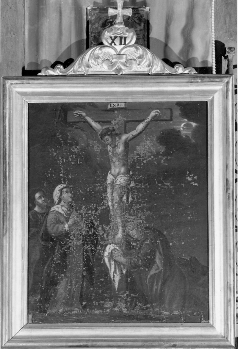 stazione XII: Gesù innalzato e morto in croce (Via Crucis, elemento d'insieme) - ambito piemontese (metà sec. XVIII)