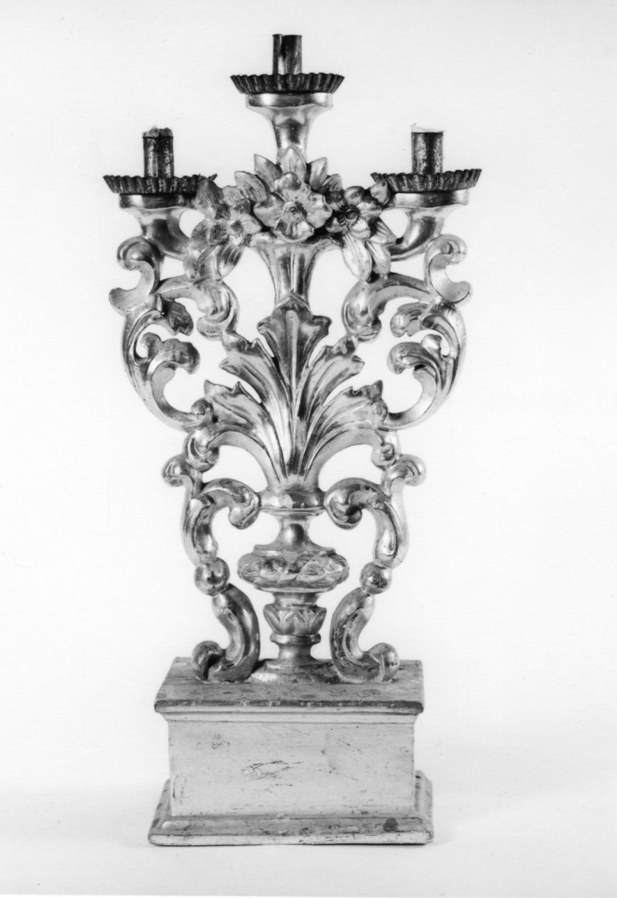 candelabro, opera isolata - bottega ossolana (seconda metà sec. XVIII)
