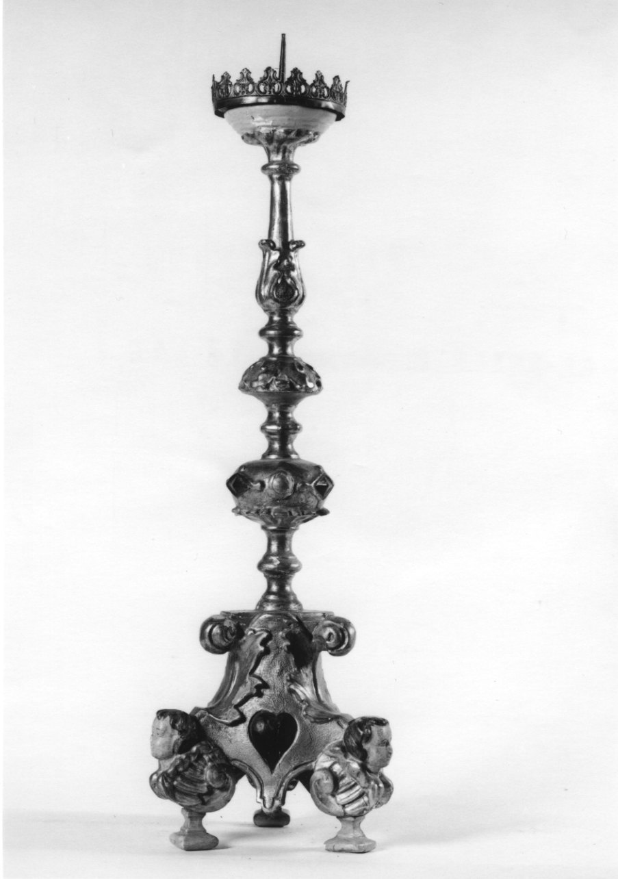 candeliere d'altare, serie - bottega ossolana (seconda metà sec. XVII)