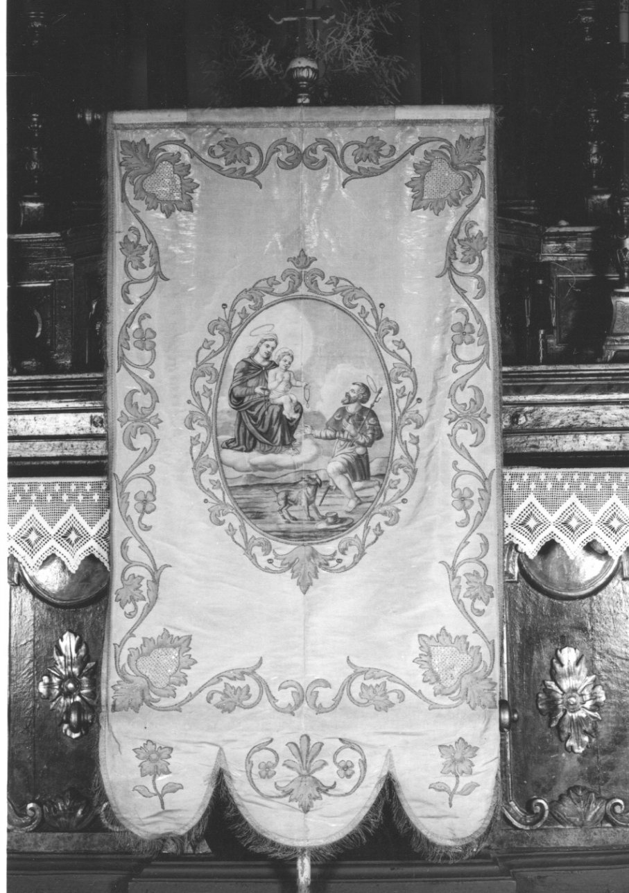 Madonna del Rosario con San Rocco (stendardo processionale, opera isolata) - manifattura italiana (sec. XIX, sec. XX)