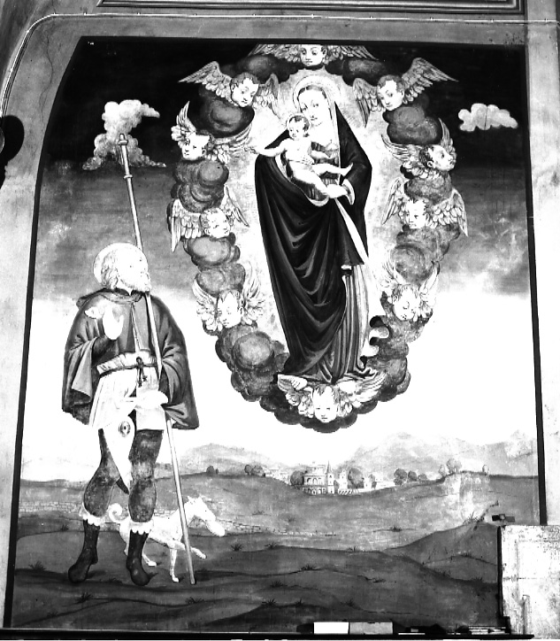 San Rocco intercede presso la Madonna contro la peste (dipinto, opera isolata) - ambito ossolano (metà sec. XVI)
