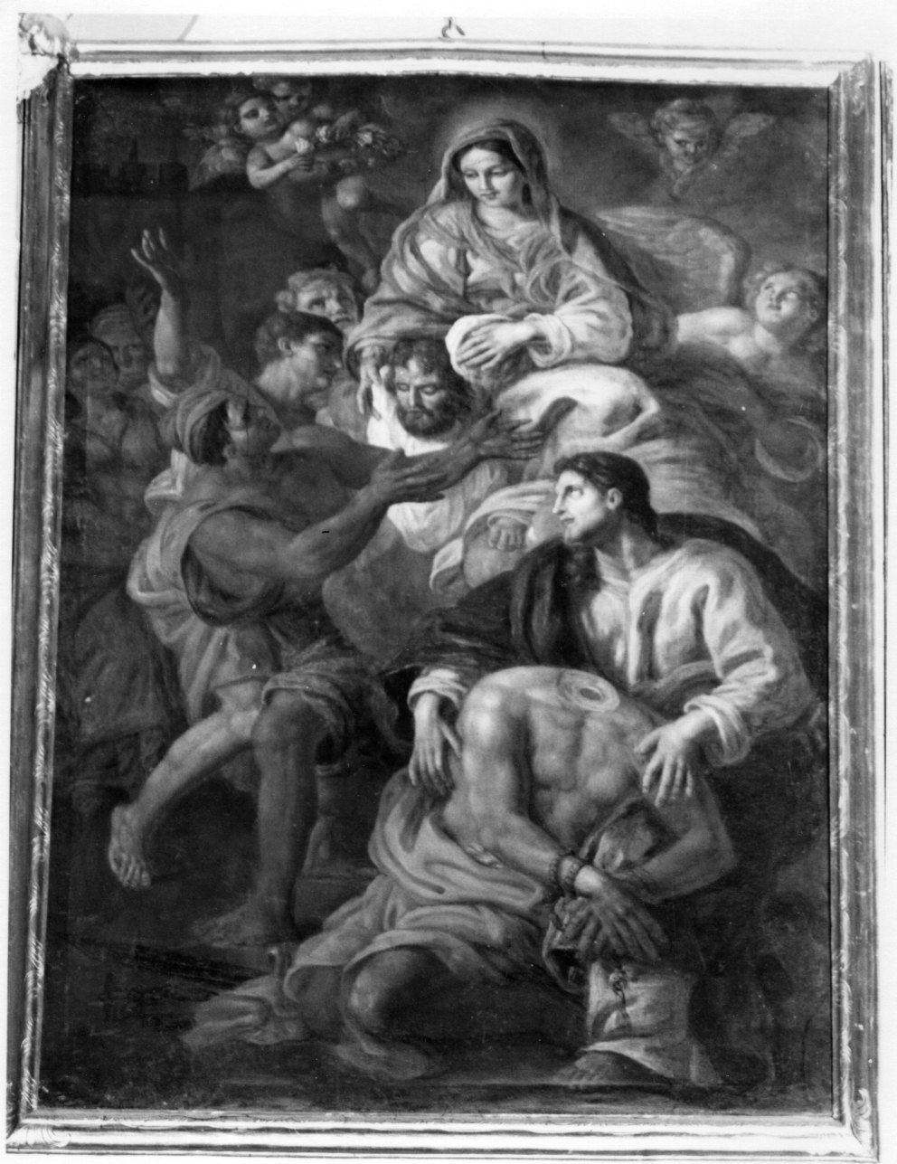San Giovanni Battista accolto in Paradiso da Gesù Cristo e dalla Madonna (dipinto, opera isolata) di Zanatta Giuseppe (inizio sec. XVIII)