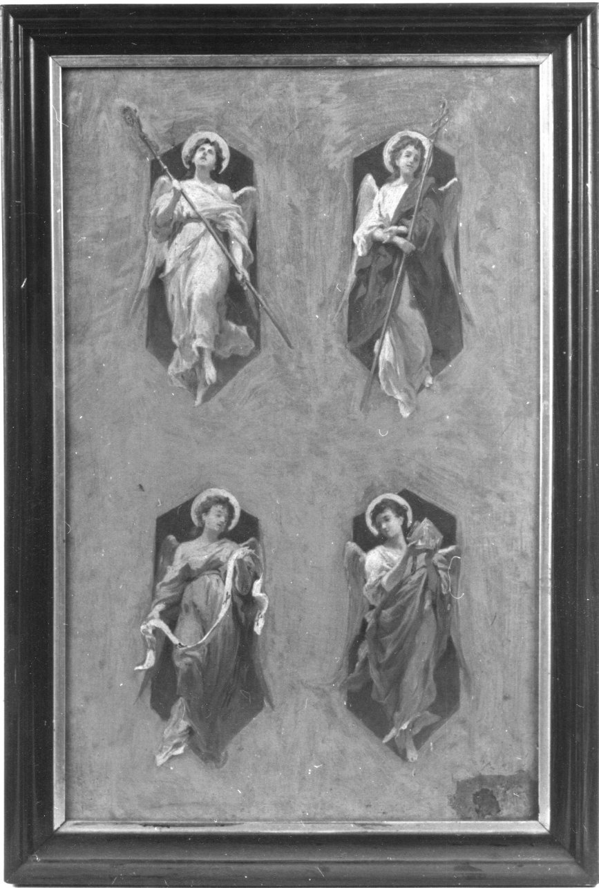 angelo con pastorale (dipinto, elemento d'insieme) di Grandi Francesco (ultimo quarto sec. XIX)