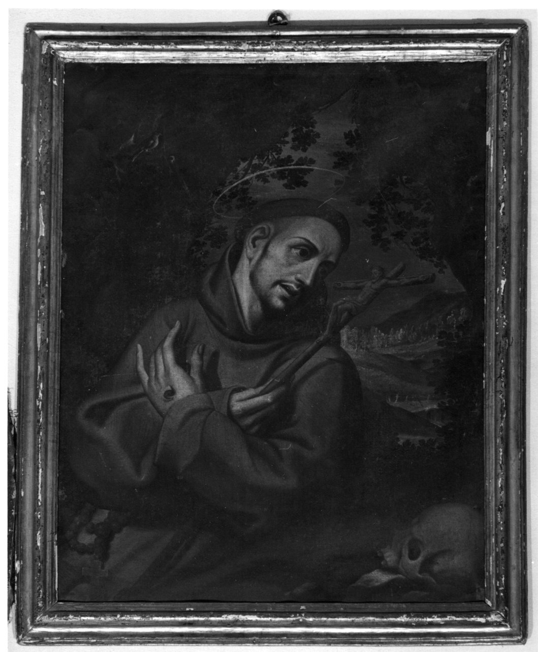 San Francesco d'Assisi abbraccia Cristo crocifisso (dipinto, opera isolata) - ambito lombardo-piemontese (primo quarto sec. XVII)