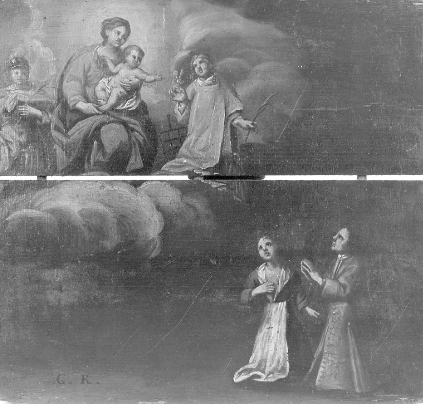 Madonna con Bambino, San Lorenzo e Santo intercedono per devoti oranti (dipinto, opera isolata) - ambito della Valsesia (seconda metà sec. XVIII)