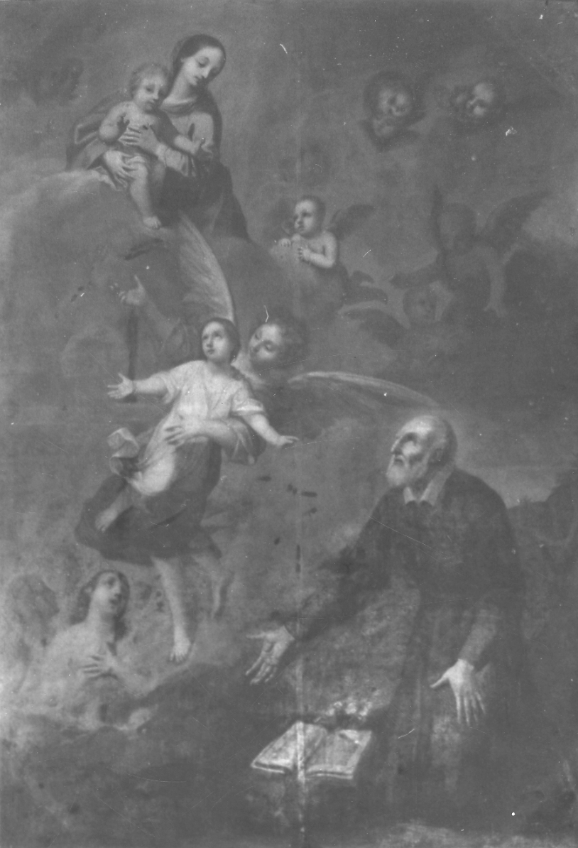 San Filippo Neri ha la visione della Madonna con Bambino (dipinto, opera isolata) - ambito piemontese (terzo quarto sec. XVIII)