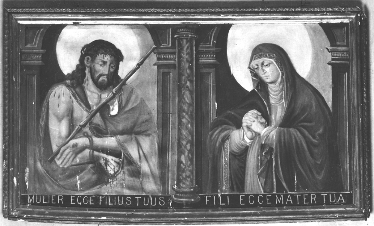 Madonna Addolorata e Cristo flagellato (dipinto, opera isolata) - bottega piemontese (ultimo quarto sec. XIX)