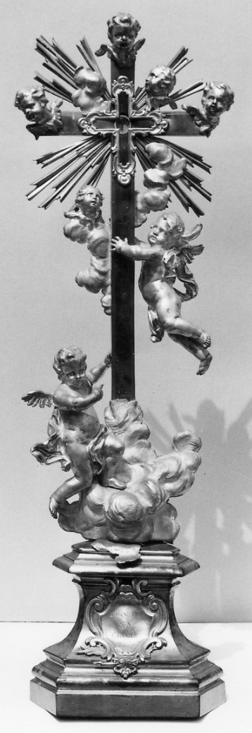 reliquiario - a croce, opera isolata - bottega romana (fine/inizio secc. XVII/ XVIII)