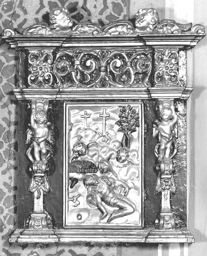compianto sul Cristo morto (anta di armadietto per oli santi) - bottega piemontese (sec. XVIII)