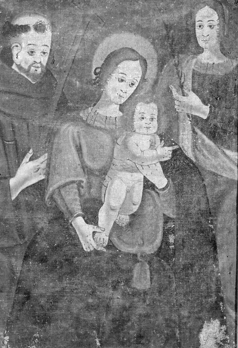 Madonna con Bambino tra San Francesco d'Assisi e Santa martire (dipinto, opera isolata) - ambito della Valsesia (seconda metà sec. XVII)