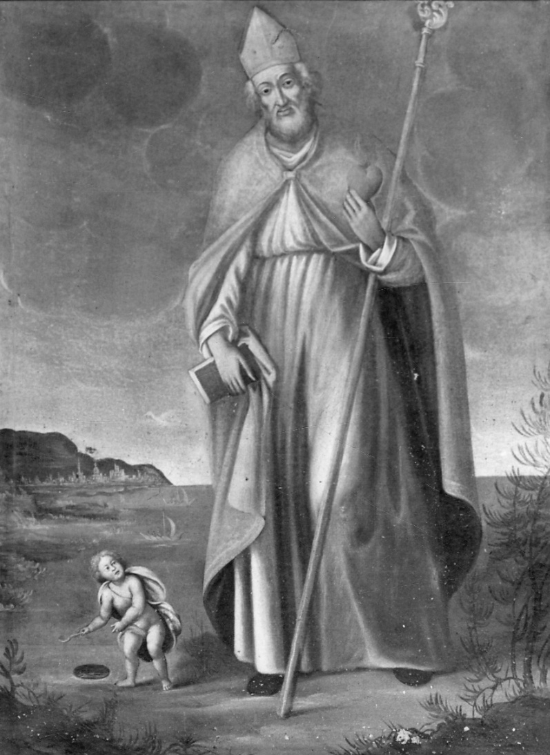 Sant'Agostino medita sul mistero della Trinità (dipinto, opera isolata) - ambito della Valsesia (seconda metà sec. XVIII)