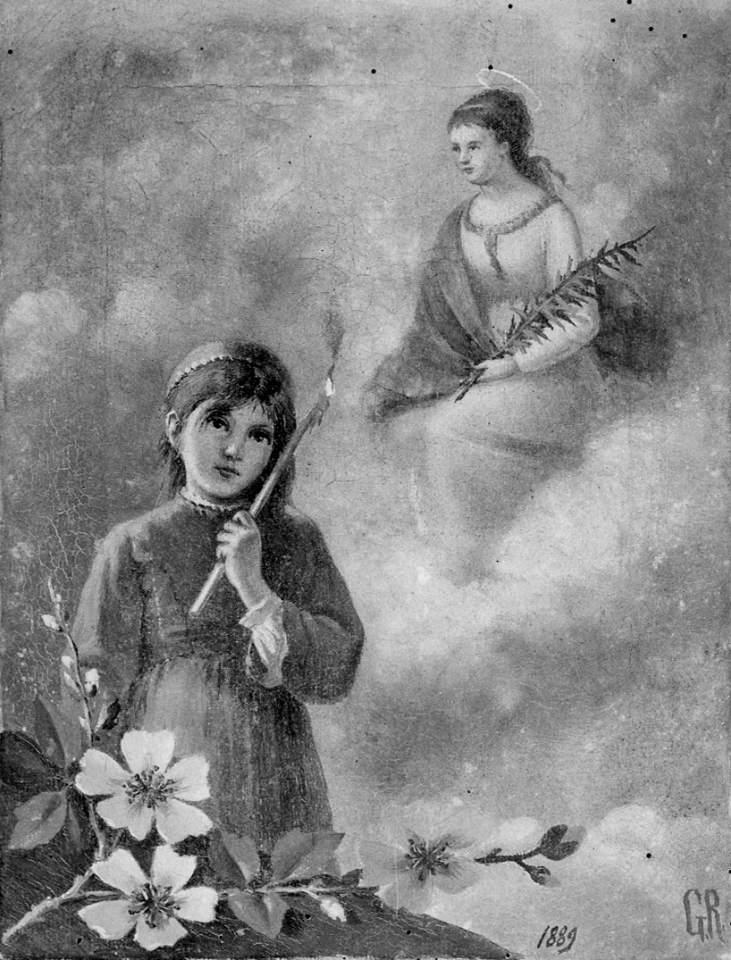Santa martire intercede per una bambina devota (ex voto, opera isolata) - ambito della Valsesia (sec. XIX)
