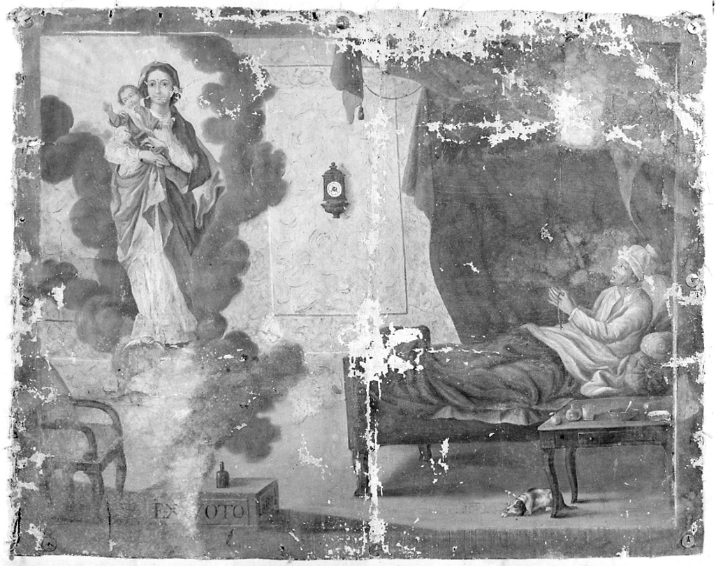 Madonna con Bambino intercede per guarigione (ex voto, opera isolata) - ambito della Val Sermenza (ultimo quarto sec. XVIII)