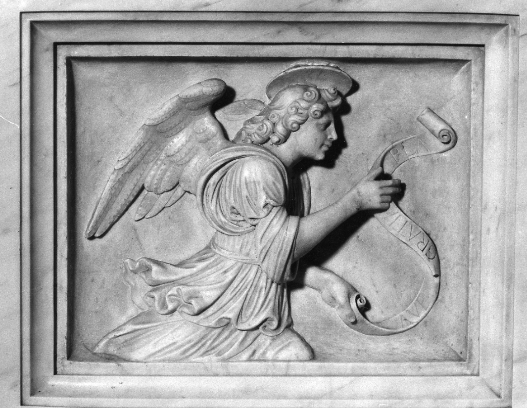 angelo annunciante (rilievo, opera isolata) - ambito lombardo (secc. XV/ XVI)