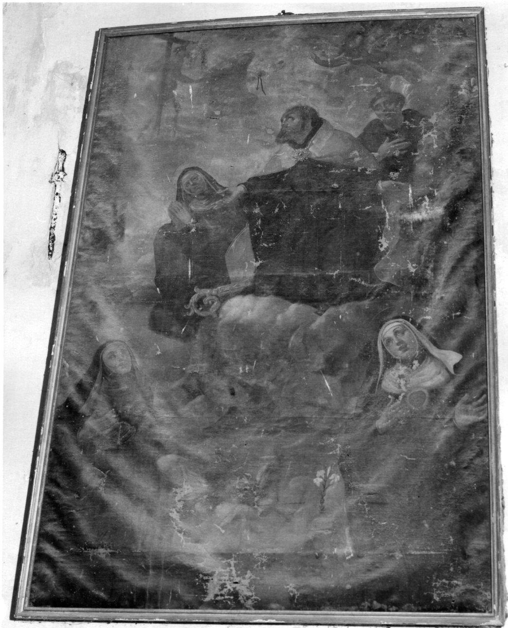 apparizione di Cristo e della Madonna a Santi carmelitani (dipinto, opera isolata) - ambito genovese (fine/inizio secc. XVII/ XVIII)