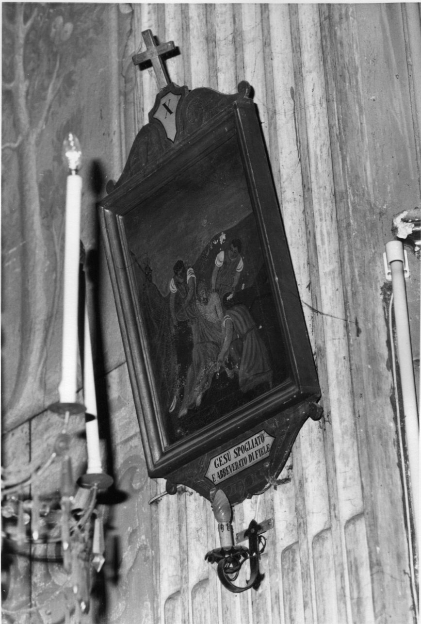 stazione X: Gesù spogliato e abbeverato di fiele (dipinto) - ambito ligure-piemontese (fine/inizio secc. XIX/ XX)