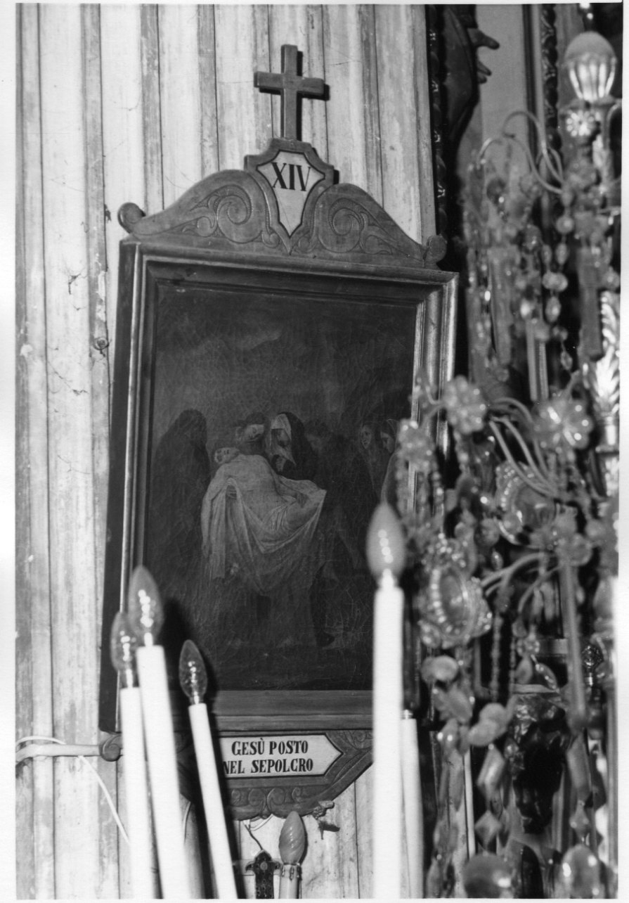 stazione XIV: Gesù deposto nel sepolcro (dipinto) - ambito ligure-piemontese (fine/inizio secc. XIX/ XX)