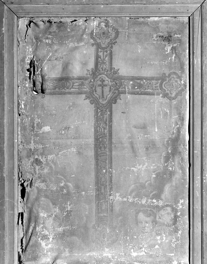 Quadro del Reliquiario della Croce, croce con simboli della Passione (dipinto, opera isolata) - ambito tortonese (secc. XVII/ XVIII)