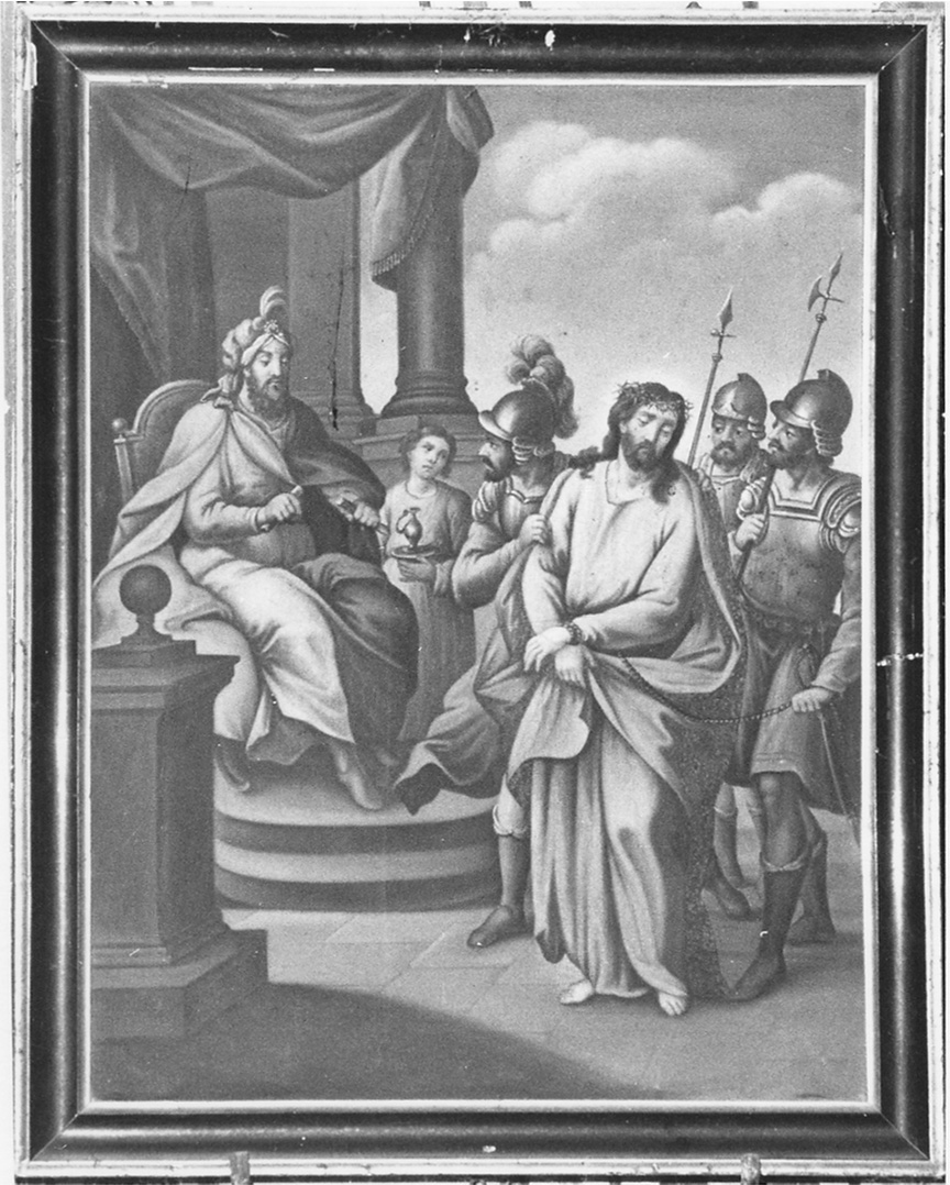 stazione I: Gesù condannato a morte (dipinto, elemento d'insieme) - ambito piemontese (seconda metà sec. XIX)