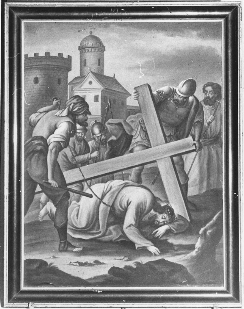 stazione III: Gesù cade sotto la croce la prima volta (dipinto, elemento d'insieme) - ambito piemontese (seconda metà sec. XIX)