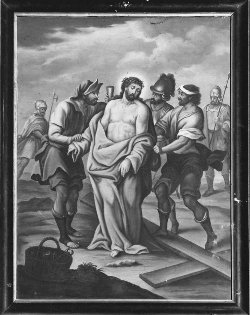 stazione X: Gesù spogliato e abbeverato di fiele (dipinto, elemento d'insieme) - ambito piemontese (seconda metà sec. XIX)