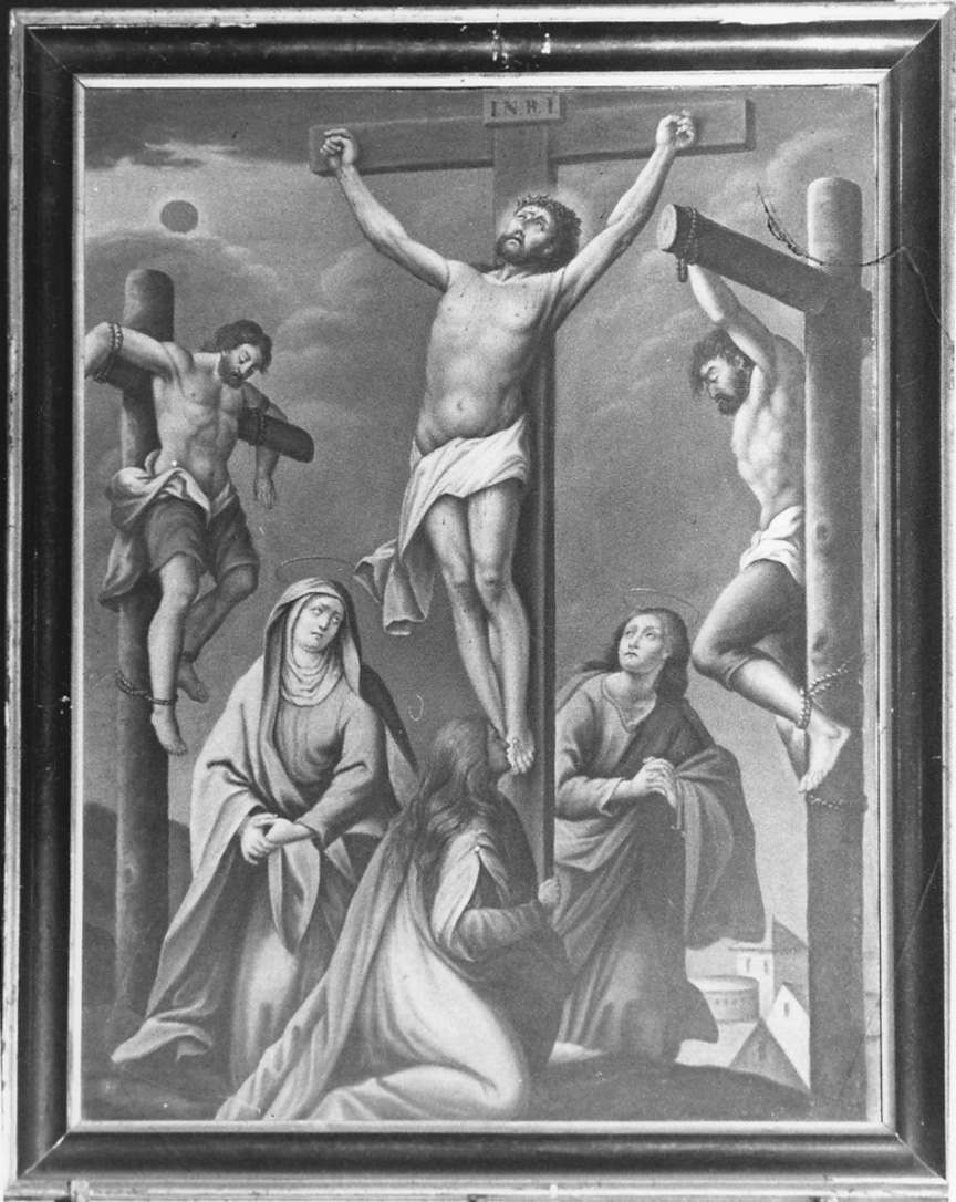 stazione XII: Gesù innalzato e morto in croce (dipinto, elemento d'insieme) - ambito piemontese (seconda metà sec. XIX)