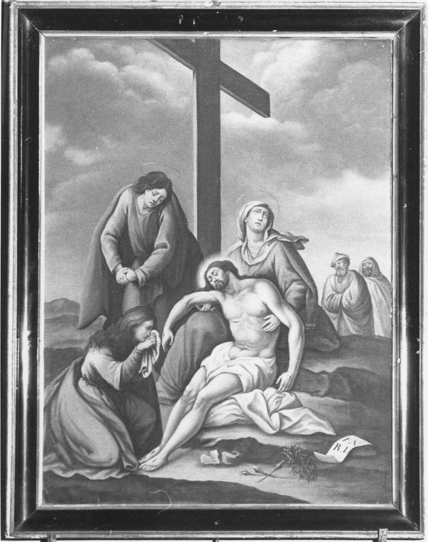 stazione XIII: Gesù deposto dalla croce (dipinto, elemento d'insieme) - ambito piemontese (seconda metà sec. XIX)