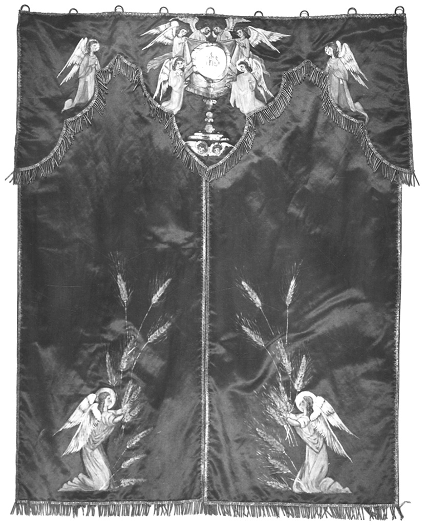 angelo con ostensorio (decorazione pittorica, elemento d'insieme) - manifattura piemontese (secondo quarto sec. XX)