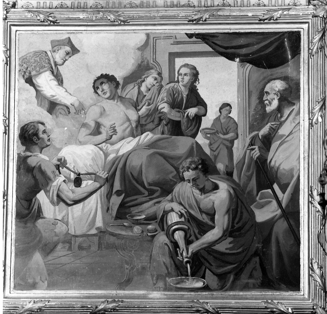 San Filippo Neri resuscita Paolo Massimo (dipinto, elemento d'insieme) di Bonelli Roberto (fine sec. XIX)