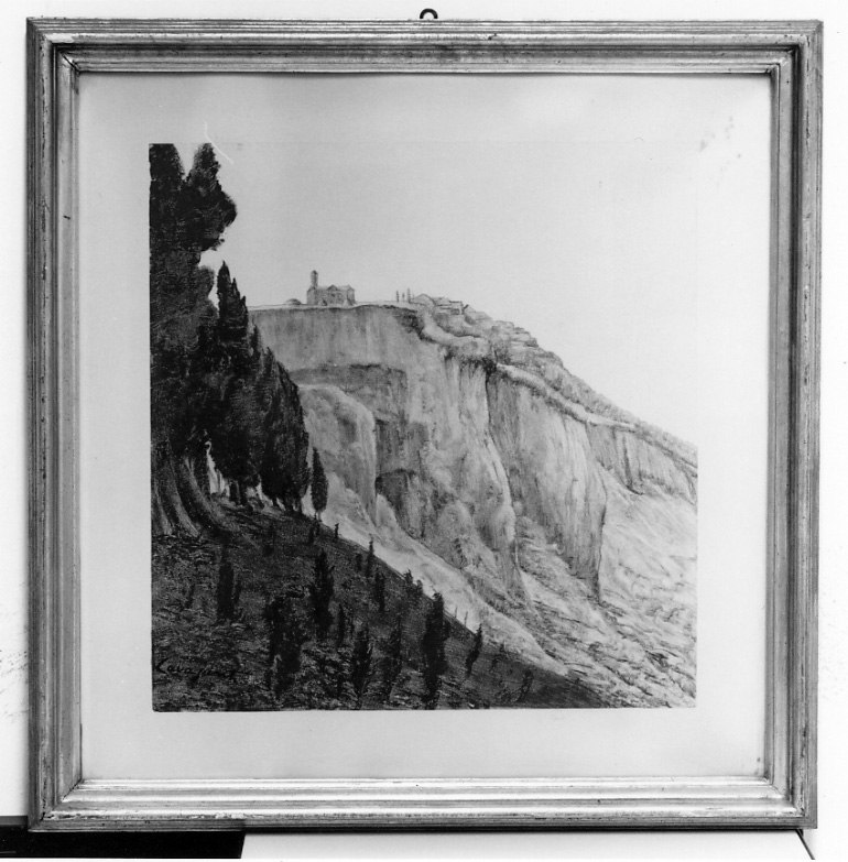 Volterra - le Balze, veduta di Volterra (dipinto, opera isolata) di Cavasanti di Cuccaro Giuseppe (secondo quarto sec. XX)