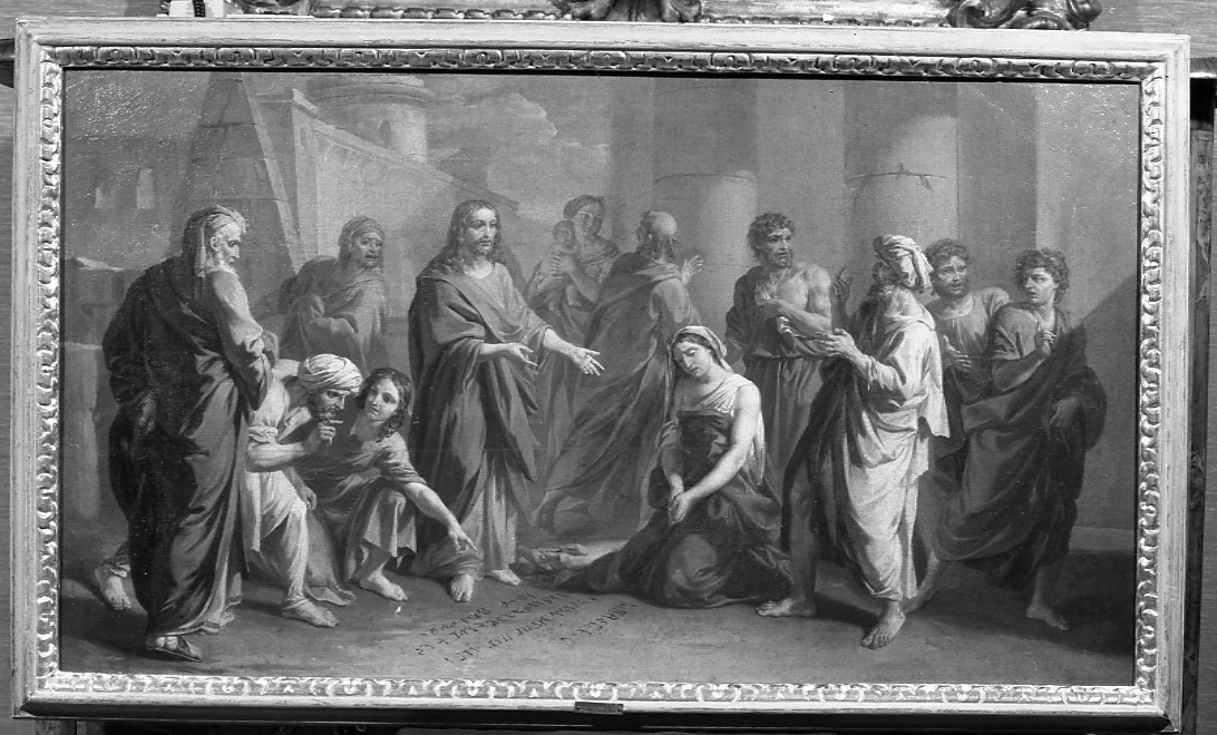 Cristo e l'adultera (dipinto, opera isolata) di Rapous Vittorio Amedeo (attribuito) (terzo quarto sec. XVIII)