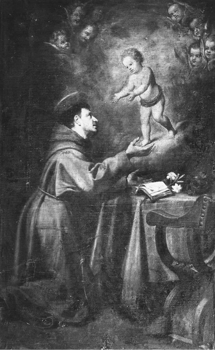 apparizione di Gesù Bambino a Sant'Antonio da Padova (dipinto, opera isolata) di Fiasella Domenico (attribuito) (prima metà sec. XVII)