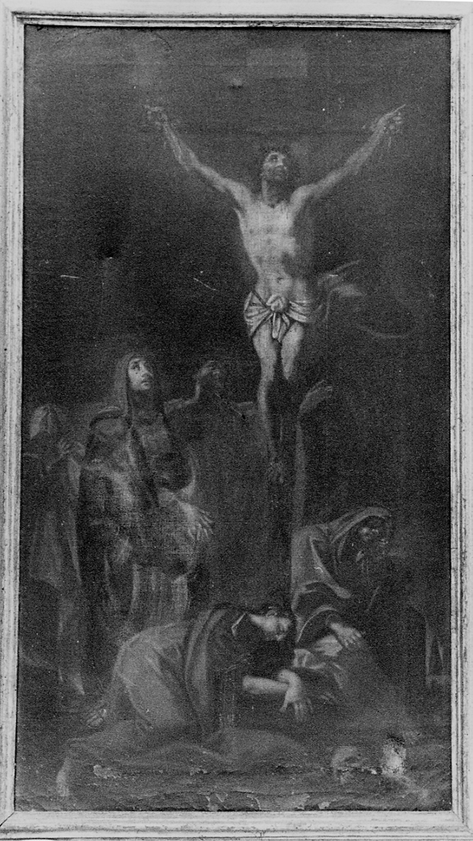 crocifissione di Cristo con la Madonna e San Giovanni Evangelista (dipinto, opera isolata) - ambito piemontese (prima metà sec. XVII)