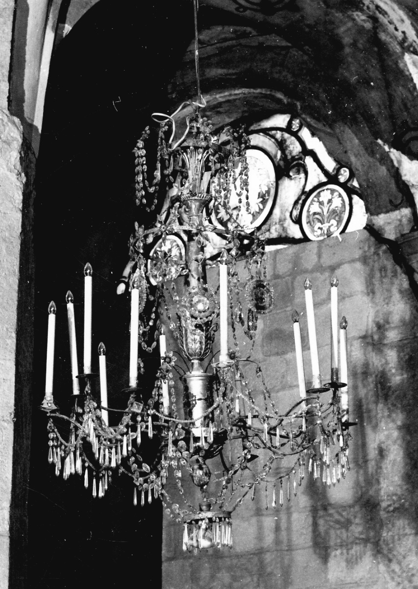 lampadario da chiesa, serie di Venanzi Giacomo (secondo quarto, ultimo quarto sec. XIX, sec. XIX)