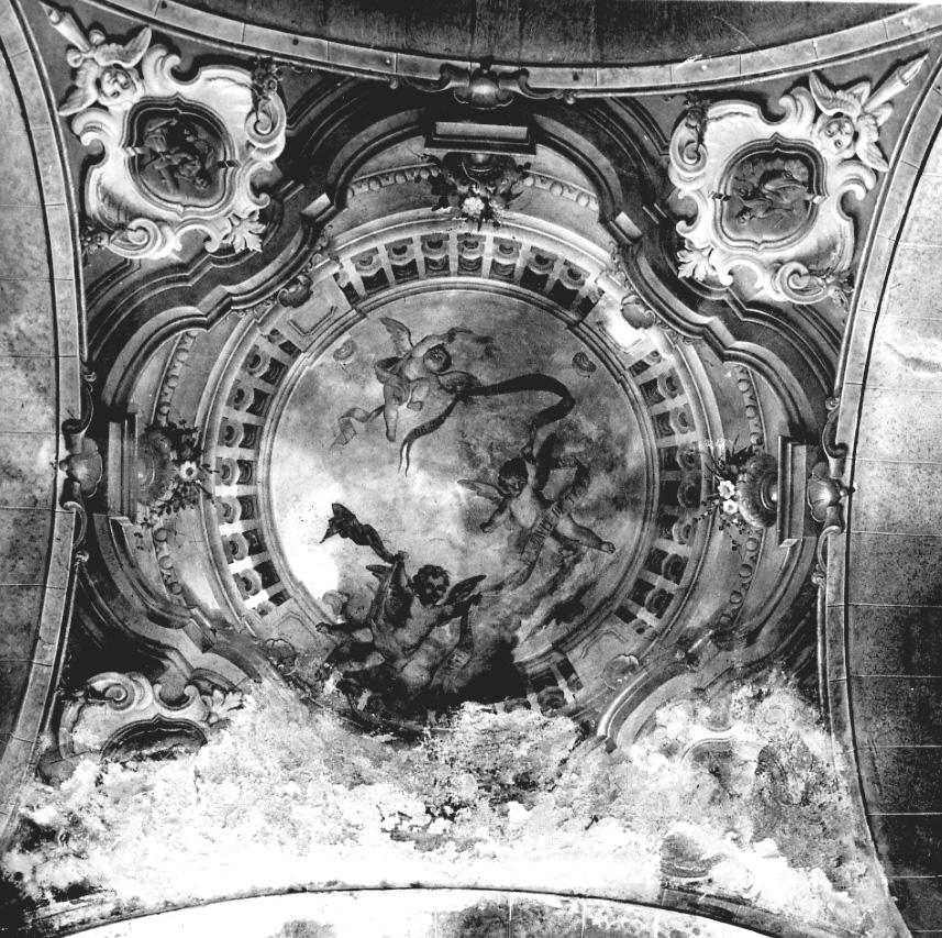 quadratura architettonica e angeli (dipinto, opera isolata) - ambito italiano (ultimo quarto sec. XIX)