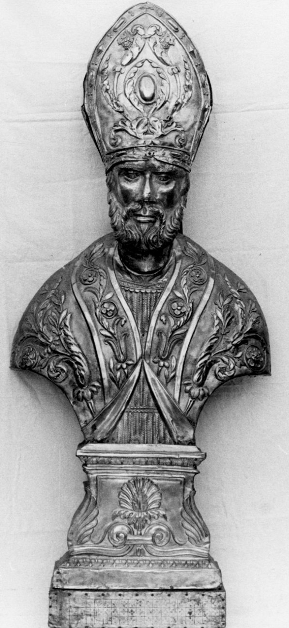 Santo vescovo (reliquiario - a busto, opera isolata) - bottega Italia centro-settentrionale (prima metà sec. XIX)