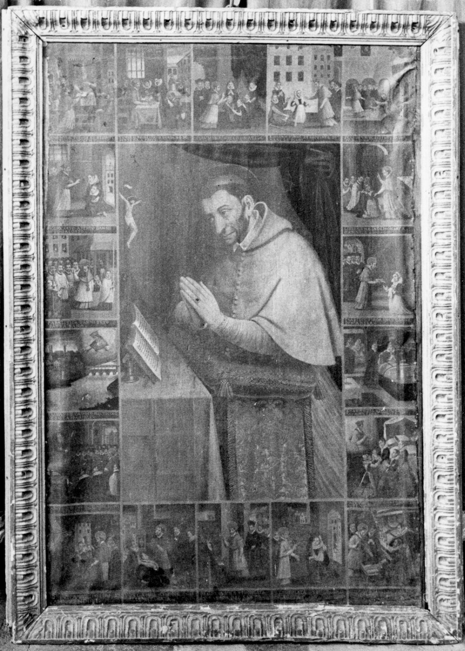 San Carlo Borromeo in adorazione della croce (dipinto, opera isolata) - ambito lombardo (sec. XVII)
