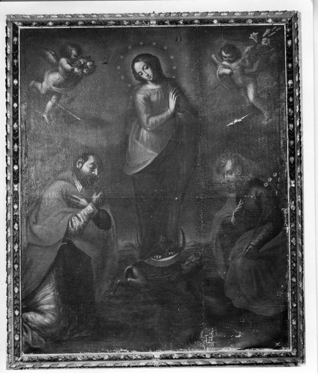Immacolata Concezione, San Carlo Borromeo e San Giuseppe (dipinto, opera isolata) di Caccia Guglielmo detto Moncalvo (cerchia) (prima metà sec. XVII)