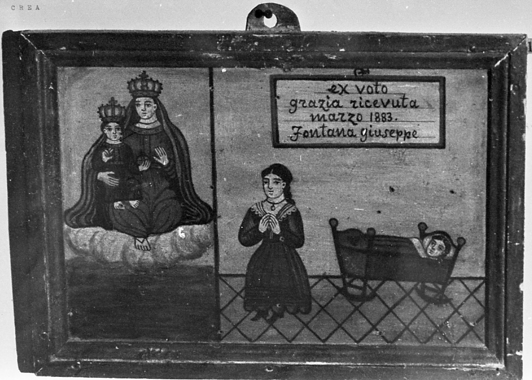 Madonna con Bambino intercede per guarigione (ex voto, opera isolata) - ambito alessandrino (ultimo quarto sec. XIX)