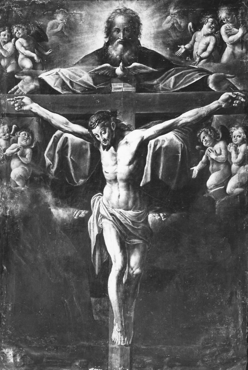 Dio Padre e Cristo crocifisso (dipinto, opera isolata) di Pelizza Bartolomeo (primo quarto sec. XVII)