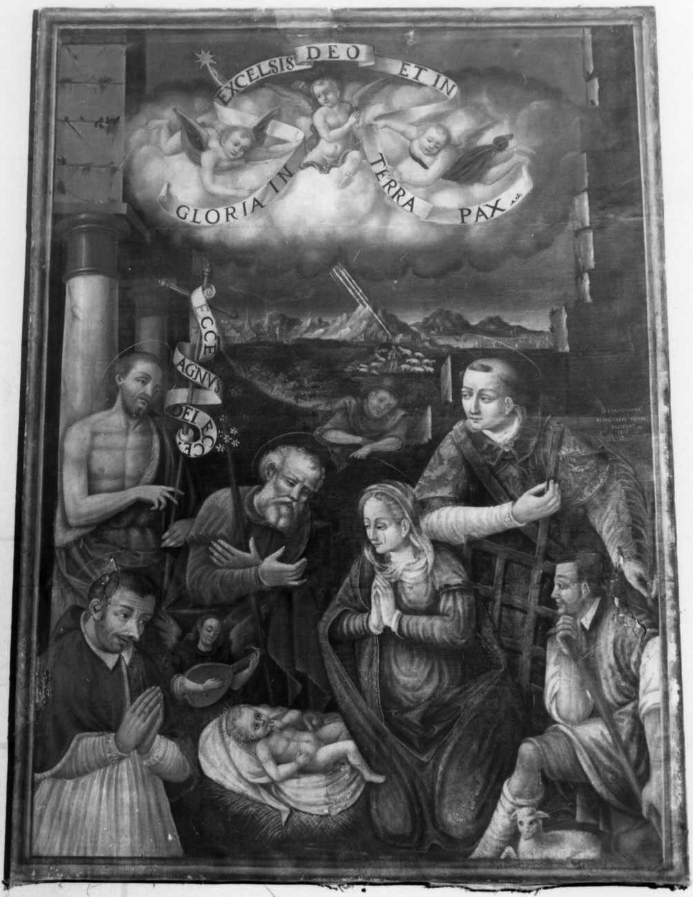 adorazione di Gesù Bambino (pala d'altare, opera isolata) di Biancaro Francesco (ultimo quarto sec. XVI)