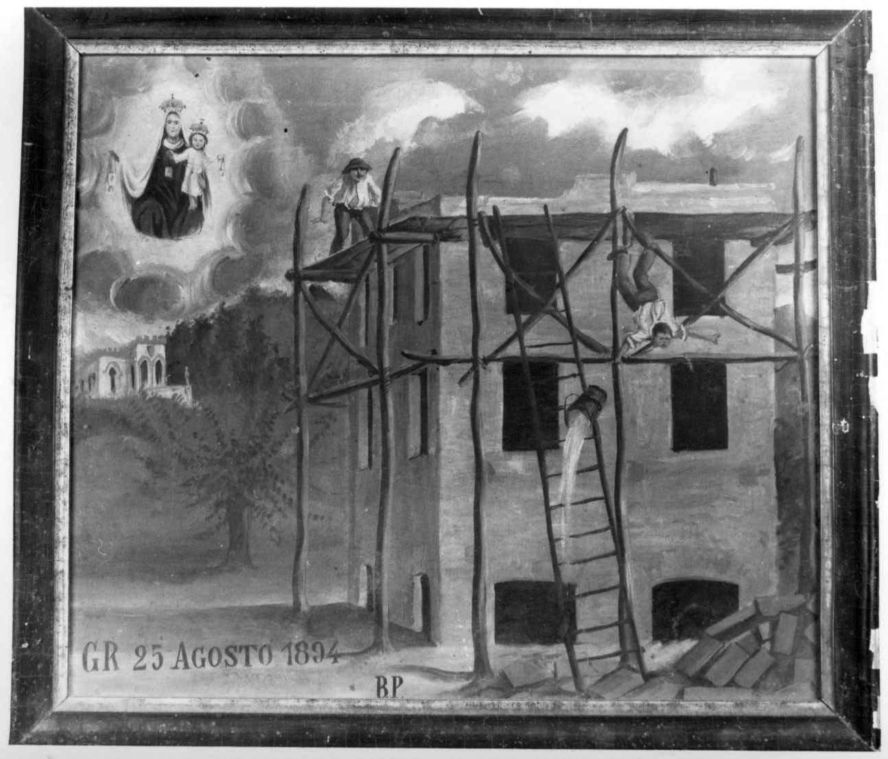 Intervento della Madonna del Carmelo per sventare un incidente (ex voto, opera isolata) - bottega piemontese (fine sec. XIX)