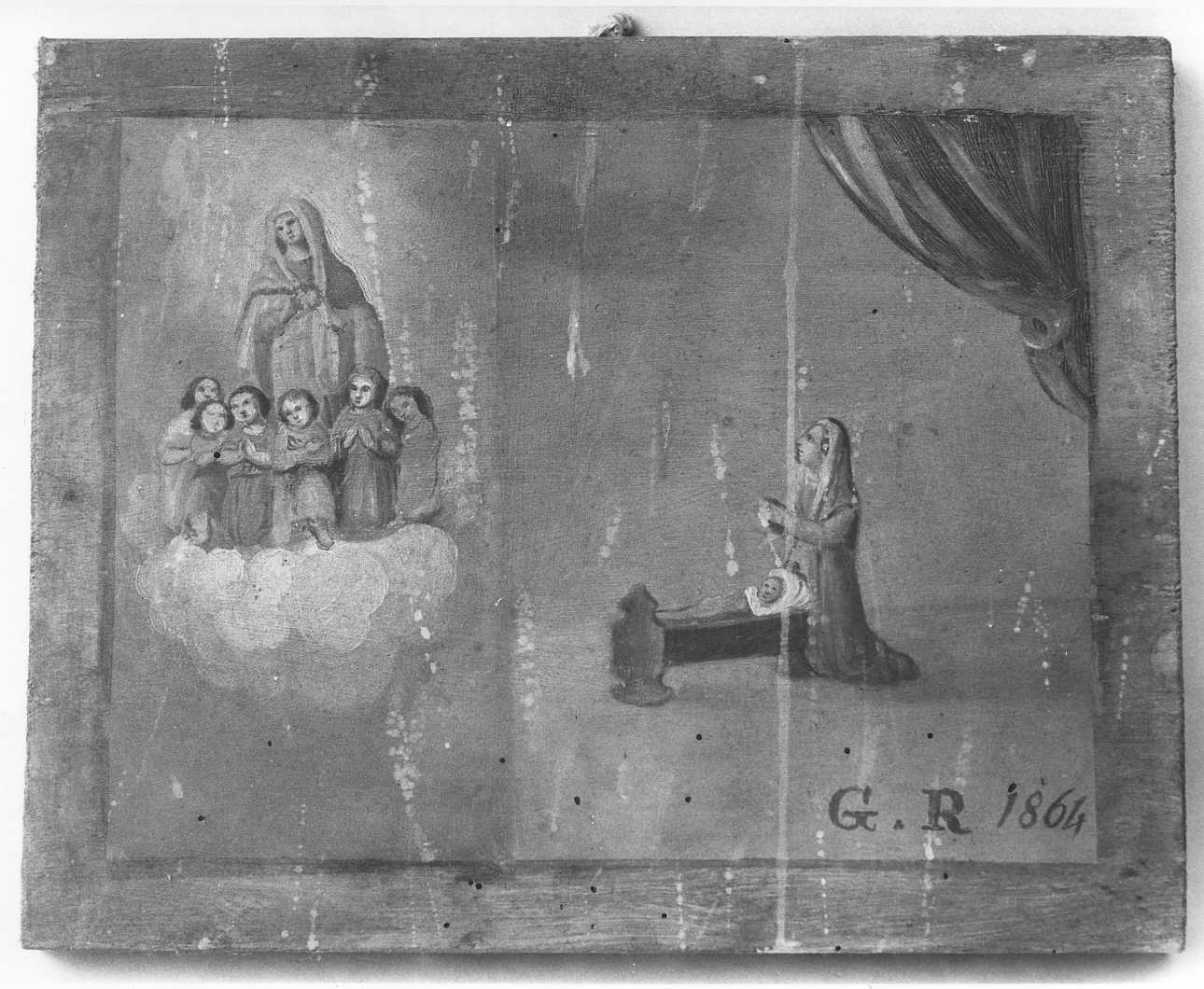 Madonna intercede per una guarigione (ex voto, opera isolata) - ambito piemontese (terzo quarto sec. XIX)